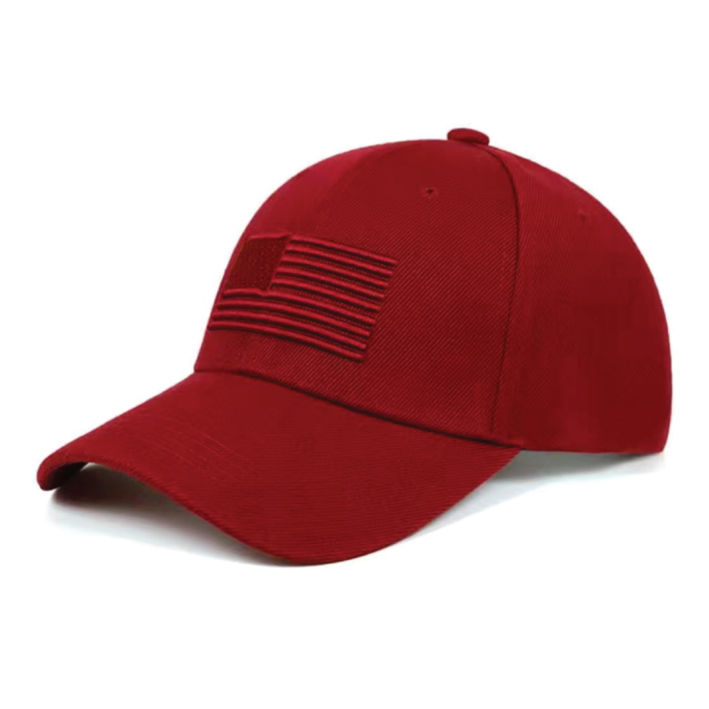 RED EMBROIDERED US FLAG CAP