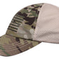 CAMO TACTICAL MESH BACK CAP WITH EMBROIDERED US FLAG