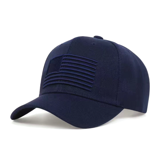 NAVY EMBROIDERED US FLAG CAP